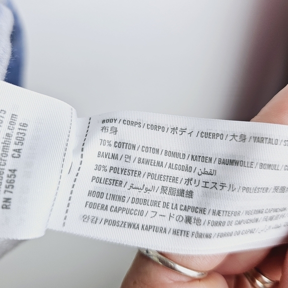 Abercrombie Kids Hooded Cotton Blend Sweatshirt - Blue, White, Gray - Picture 11 of 11